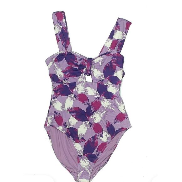Mynah Women's Floral Cutout One-Piece Swimsuit Purple Pink Size Medium NWT - Picture 1 of 7